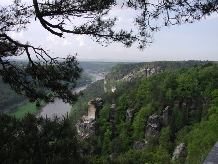 The Elbe River viewed from the Bastei Bridge